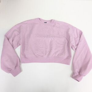 Wild Fable Purple Pink Cropped Pullover Sweatshirt Puff Sleeves XXL [140]